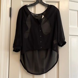 Urban outfitters sparkle and fade black flowy mesh cutout top in size S